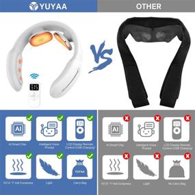 img 2 attached to 🔌 YUYAA Electric Pulse Neck Massager: Advanced Pain Relief with Heat | Portable & Intelligent | Deep Tissue Trigger Point Massage for Women & Men | Bonus Bluetooth Headphones (White)