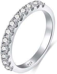 img 4 attached to 💍 EAMTI CZ Wedding Band for Women - 925 Sterling Silver Half Eternity Stackable Ring (Sizes 4-10)