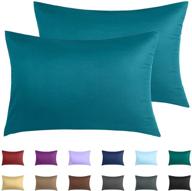 set of 2 warmstar 100% cotton standard size pillow cases - teal, 400 thread count pillowcases for hair and skin - 20x26 inches, soft combed cotton pillow case with envelope closure - breathable and ideal for seo logo