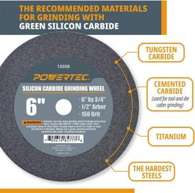 img 2 attached to 🛠️ Efficient Grinding Wheel: POWERTEC 15508 6" x 3/4" with 1/2" Arbor and 150-Grit Silicon Carbide