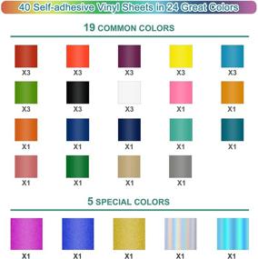 img 3 attached to 🎨 AISHNA Permanent Vinyl Bundle: 12x12 Adhesive Vinyl Sheets - Includes 1 Holographic, 1 Shimmer, 3 Glitter + 35 Colorful Vinyl Sheets + 5 Transfer Papers