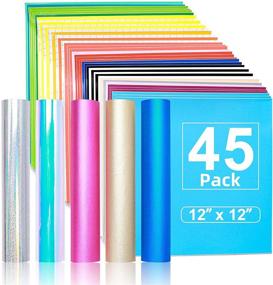 img 4 attached to 🎨 AISHNA Permanent Vinyl Bundle: 12x12 Adhesive Vinyl Sheets - Includes 1 Holographic, 1 Shimmer, 3 Glitter + 35 Colorful Vinyl Sheets + 5 Transfer Papers