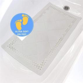 img 3 attached to SAFELAND Non-Slip Bath Mat, Shower and Tub Mat, 28x16 Inch, TPR Material, Eco-Friendly, Non-PVC, Machine Washable, Extra-Soft, Powerful Grip Suction Cups, Corded Tile Design – White