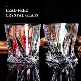 img 2 attached to Premium Crystal Clear Whiskey Glass Set of 4 - 10 oz Lead-Free Glassware, Luxury Gift Box, 4 Drink Coasters, & 1 Ice Tong for Bourbon, Scotch, Cognac, Irish Whisky