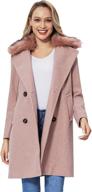 🧥 xuliku women's long warm pea overcoat - double breasted trench coat with detachable faux fur collar for winter logo