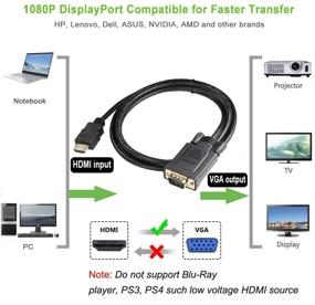 img 1 attached to 🔌 6FT HDMI to VGA Cable - Male to Male Video Adapter for Raspberry Pi, Roku, Computer, Desktop, Laptop, PC, Monitor, Projector, HDTV and More