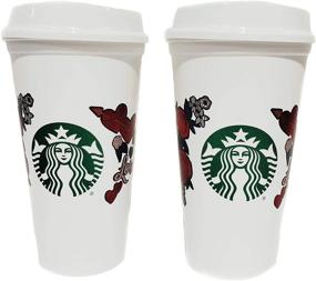 img 1 attached to 💕 Valentine's Day 2019 - Set of 2 Starbucks Reusable Cups: Love Heart Rose, Grande 16oz Coffee Cups