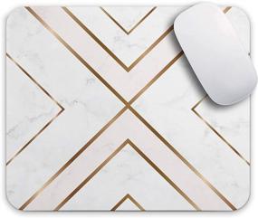 img 4 attached to 🖱️ Oriday Custom Gaming Mouse Pad - Chic White and Modern Gold Cross Line Design for Women - Non-Slip Rubber Thick Mouse Pad for Computers and Laptops