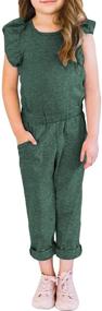 img 4 attached to GOSOPIN Girls' Short Sleeve Button Romper Pants Jumpsuits with Pockets - Casual & Trendy!