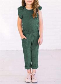 img 3 attached to GOSOPIN Girls' Short Sleeve Button Romper Pants Jumpsuits with Pockets - Casual & Trendy!