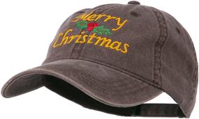 img 3 attached to 🎄 Merry Christmas Mistletoe Washed Dyed Cap by e4Hats.com: Festive Style with Embroidered Charm