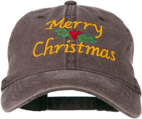 img 4 attached to 🎄 Merry Christmas Mistletoe Washed Dyed Cap by e4Hats.com: Festive Style with Embroidered Charm