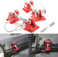 drizzle hood lock hood latches with lock bolt strong aluminum alloy material catch for 2007-2017 jeep wrangler jk jku jl (key red) logo