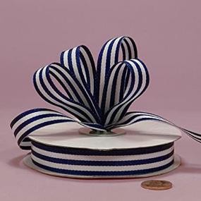 img 4 attached to Navy Jenna Striped Grosgrain Ribbon