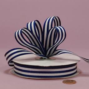 img 3 attached to Navy Jenna Striped Grosgrain Ribbon