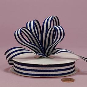 img 1 attached to Navy Jenna Striped Grosgrain Ribbon