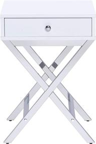 img 2 attached to ACME Coleen Side Table - Elegant White & Chrome Design for Modern Décor