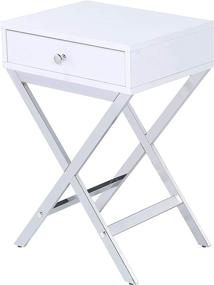 img 3 attached to ACME Coleen Side Table - Elegant White & Chrome Design for Modern Décor