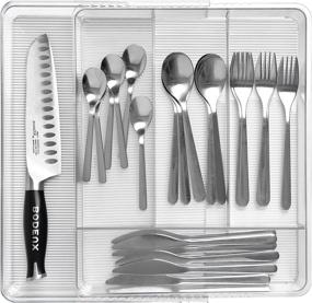 img 4 attached to 🔪 Expandable Silverware Organizer by Slideep - Flatware Drawer Trays for Kitchen Cutlery, Serving Utensils & Multi-Purpose Storage in Kitchen, Office, Bathroom Supplies