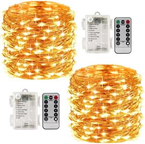 img 4 attached to 🔮 LightsEtc 8 Modes 2 Pack 33 Feet Fairy String Lights: Remote Control, Battery Operated, Waterproof Copper Wire, Perfect for Room Wedding Garden Party Wall Tree Decoration