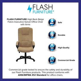 img 1 attached to Comfortable and Stylish Beige Fabric Swivel Office Chair with Arms by Flash Furniture