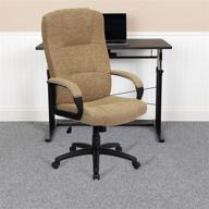 comfortable and stylish beige fabric swivel office chair with arms by flash furniture logo