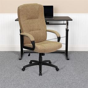 img 4 attached to Comfortable and Stylish Beige Fabric Swivel Office Chair with Arms by Flash Furniture