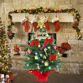 img 3 attached to 🎄 2ft Mini Christmas Tree with Lights and Ornaments - Ideal for Christmas Thanksgiving Decorations