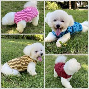 img 2 attached to LEVIBASIC Cotton Dog Shirts: Striped T-Shirts for Dogs and Cats, Breathable Basic Puppy Vest, Super Soft and Stretchable Doggy Tee Tank Top Sleeveless, Fashionable & Cute Colors for Boys and Girls