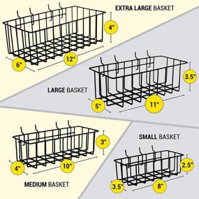 img 3 attached to 🧰 ToolAssort Pegboard Basket Set of 4 - Hooks for Easy Accessory Organization, Garage, Craft Room, Nursery, or Kitchen Organizer Bins - Black Vinyl Coated Wire Basket Kit