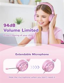 img 2 attached to iClever HS21 Kids Headphones: Rotatable Mic, 🎧 Volume-Safe Pink Wired Foldable Gaming Headset for PS4/Xbox One/Switch/PC/Tablet