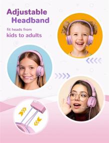 img 1 attached to iClever HS21 Kids Headphones: Rotatable Mic, 🎧 Volume-Safe Pink Wired Foldable Gaming Headset for PS4/Xbox One/Switch/PC/Tablet