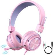 iclever hs21 kids headphones: rotatable mic, 🎧 volume-safe pink wired foldable gaming headset for ps4/xbox one/switch/pc/tablet logo