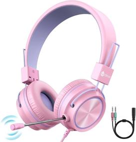 img 4 attached to iClever HS21 Kids Headphones: Rotatable Mic, 🎧 Volume-Safe Pink Wired Foldable Gaming Headset for PS4/Xbox One/Switch/PC/Tablet