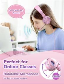 img 3 attached to iClever HS21 Kids Headphones: Rotatable Mic, 🎧 Volume-Safe Pink Wired Foldable Gaming Headset for PS4/Xbox One/Switch/PC/Tablet