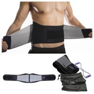 🔅 adjustable lumbar support belt by lkm - lower back brace for men and women, compression pain relief for weight lifting, breathable large/x-large back belt with carrying pouch логотип