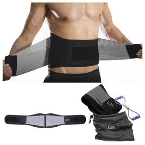 img 4 attached to 🔅 Adjustable Lumbar Support Belt by LKM - Lower Back Brace for Men and Women, Compression Pain Relief for Weight Lifting, Breathable Large/X-Large Back Belt with Carrying Pouch