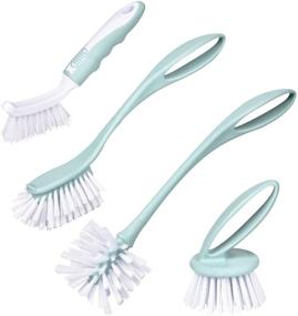 img 4 attached to 🧼 Perastra Dish Brush Set: Kitchen Cleaning Brushes with Handle - 4-Piece Set for Pots and Bottles in Nordic Green