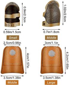 img 3 attached to 🧵 Complete Set of 10 Sewing Thimble Finger Protectors: Leather Coin Pads, Metal Fingertip Thimble, Copper Sewing Thimble for Sewing, Quilting, Embroidery Craft