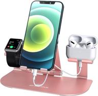 🔌 foldable 3-in-1 stand for apple watch, iphone, airpods, ipad, kindle - universal charger dock for iphone 12 pro max/11/x/xs/8/7/6 plus, iwatch series 6/5/4/3/2/1 logo