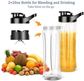 img 2 attached to HERRCHEF Smoothie Blender: Compact 350W Personal Blender for Shakes and Smoothies with 2 BPA-Free 20Oz Travel Bottles