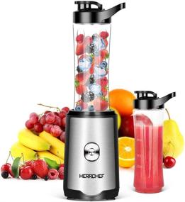 img 4 attached to HERRCHEF Smoothie Blender: Compact 350W Personal Blender for Shakes and Smoothies with 2 BPA-Free 20Oz Travel Bottles