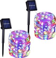 🌞 2-pack outdoor solar string lights with 8-lighting modes - copper wire fairy lights for patio, yard, trees - solar christmas lights for wedding, party, halloween - 100-led multi-colored logo