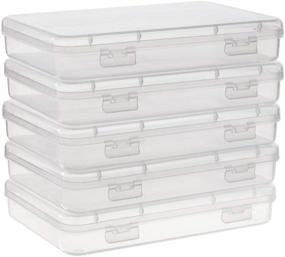 img 4 attached to 📦 BENECREAT 5 Packs Rectangle Large Clear Plastic Box Containers 6x4.3x1 with Double Buckles for Cards, Safety Pins, Beads, and Other Craft Office Supplies