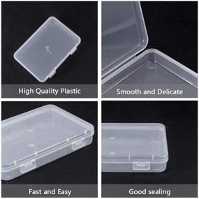 img 1 attached to 📦 BENECREAT 5 Packs Rectangle Large Clear Plastic Box Containers 6x4.3x1 with Double Buckles for Cards, Safety Pins, Beads, and Other Craft Office Supplies