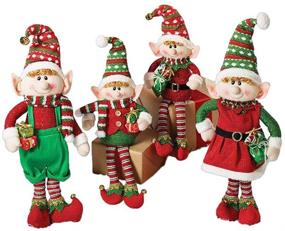 img 1 attached to 🎅 Magical Set of 4 Christmas Elves Plush Figurines: Adorable Holiday Home Decor