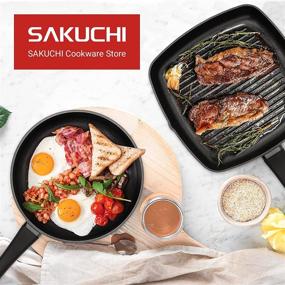 Sakuchi 11 Inch Grill Pan for Stove Tops Nonstick Induction Pan Square  Steak Bac