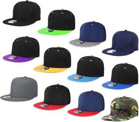 img 4 attached to 🧢 Falari Wholesale 12 Pack Snapback Hat Cap in Hip Hop Style with Flat Bill, Solid Color, Adjustable Size - Ideal for SEO