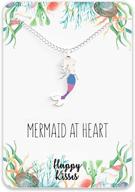 mermaid necklace – adorable mermaid gift pendant for women, girls & teens – “mermaid at heart” message card logo