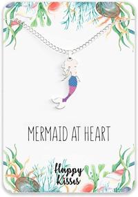 img 4 attached to Mermaid Necklace – Adorable Mermaid Gift Pendant for Women, Girls & Teens – “Mermaid at Heart” Message Card